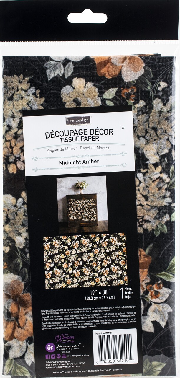 Prima Re-Design Decoupage Decor Tissue Paper 19"X30"-Midnight Amber